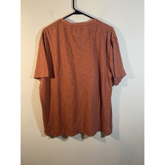 Copper & Oak men's XL rust colored striped short sleeve Indian cotton tee - Picture 2 of 7